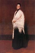 The lady wear white shawl, William Merritt Chase